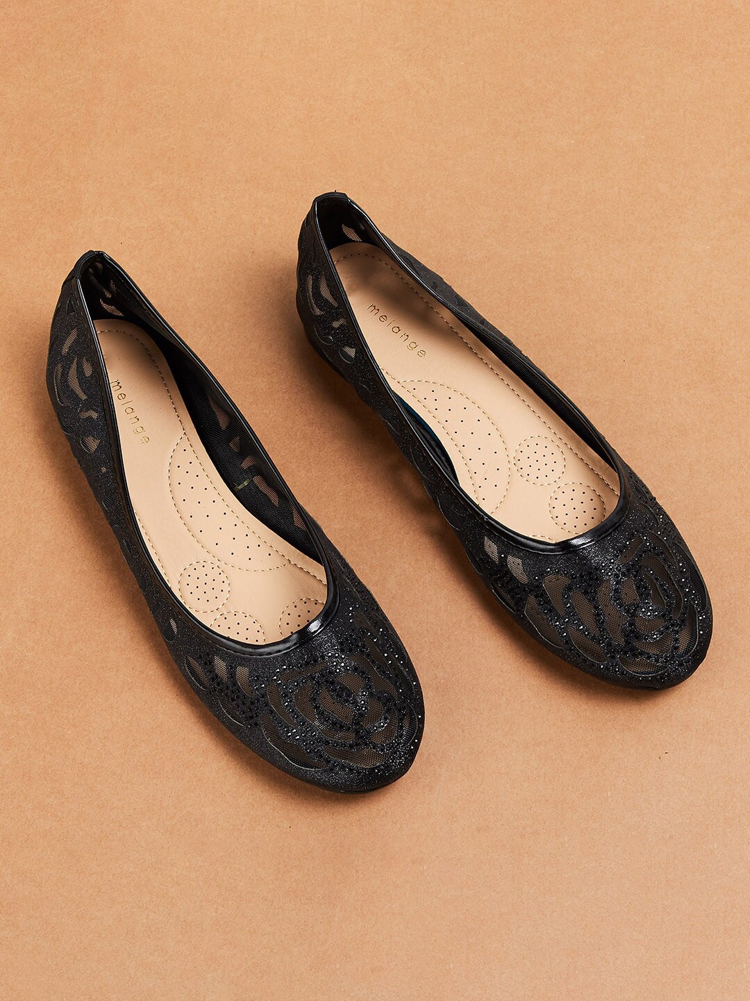 

Melange by Lifestyle Women Black Embellished Ballerinas Flats