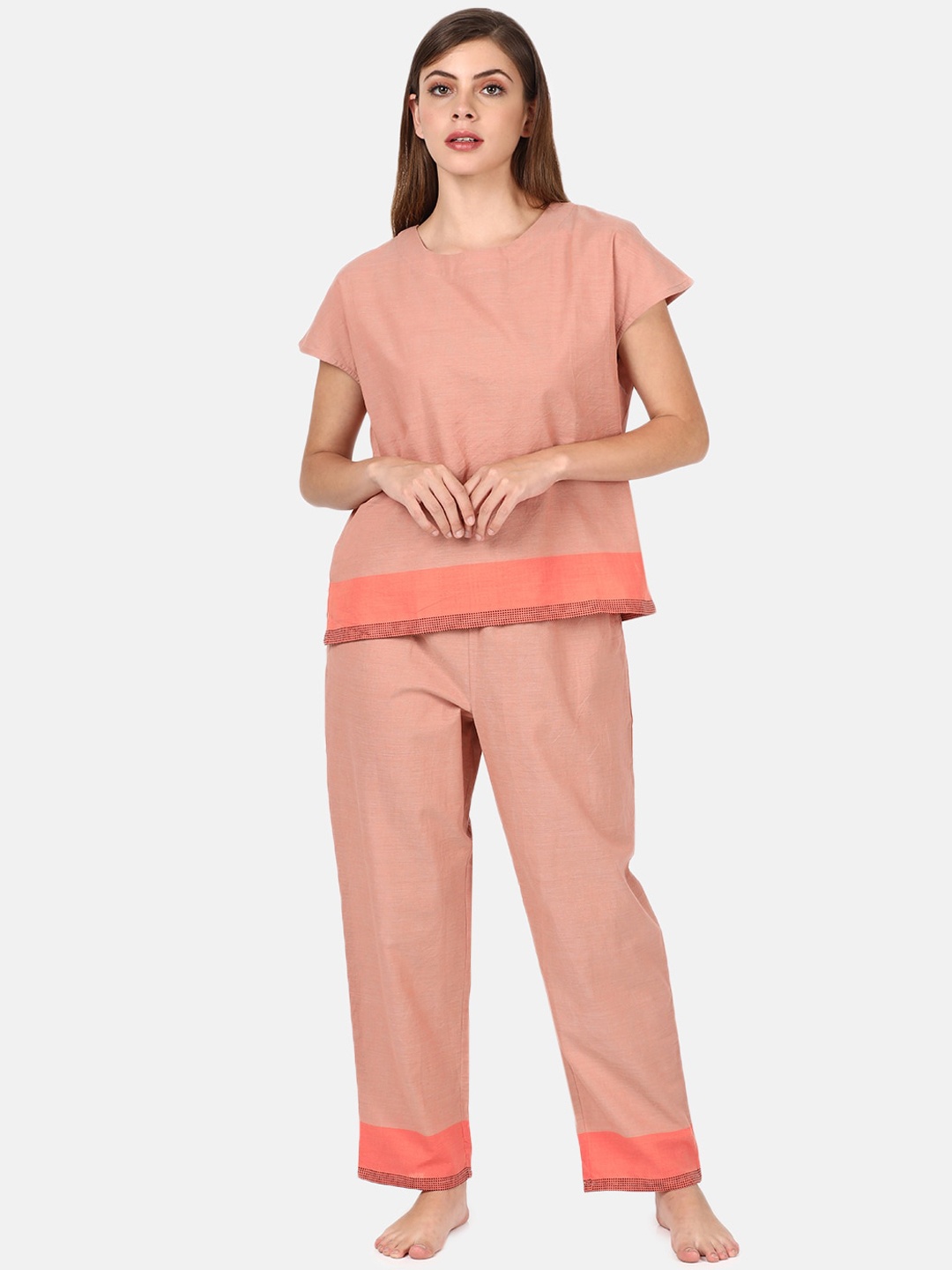 

UNTUNG Women Peach-Coloured Cotton Night Suit