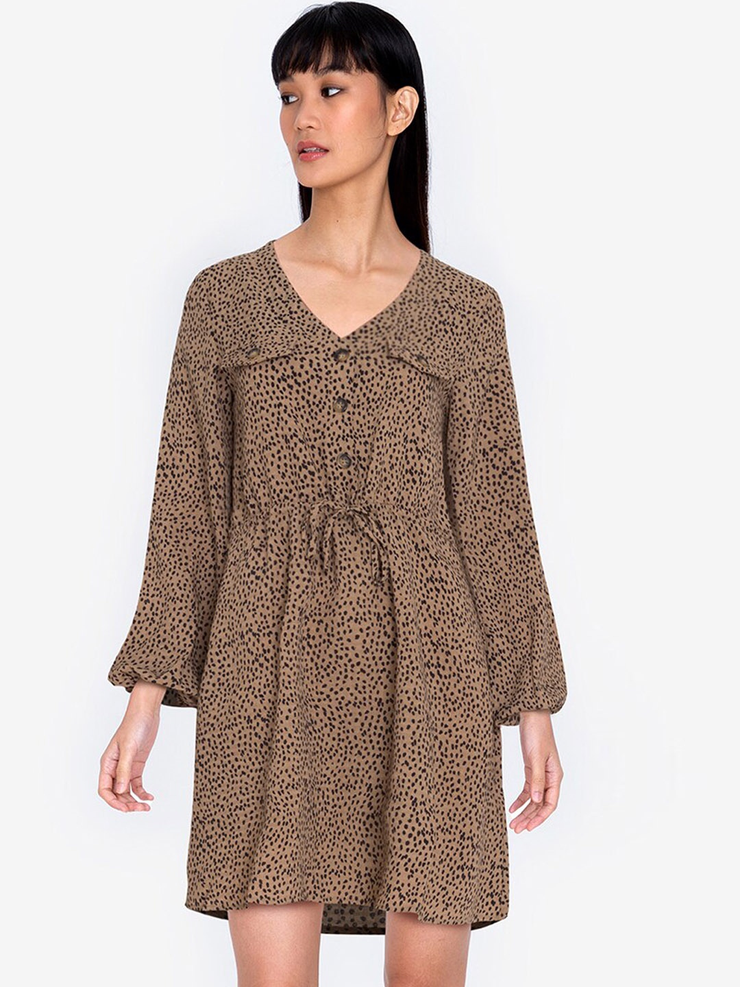 

ZALORA BASICS Women Multicoloured Animal Printed A-Line Mini Dress, Multi