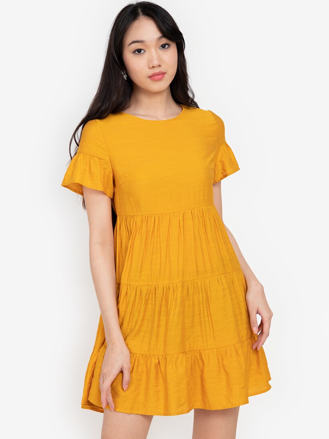 

ZALORA BASICS Women Yellow Solid A-Line Mini Dress