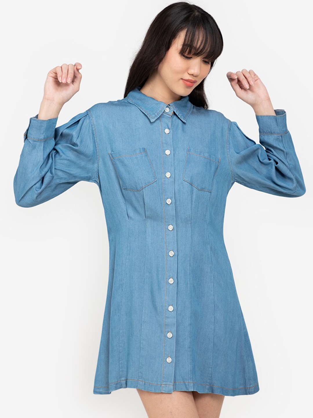 

ZALORA BASICS Blue Shirt Mini Dress
