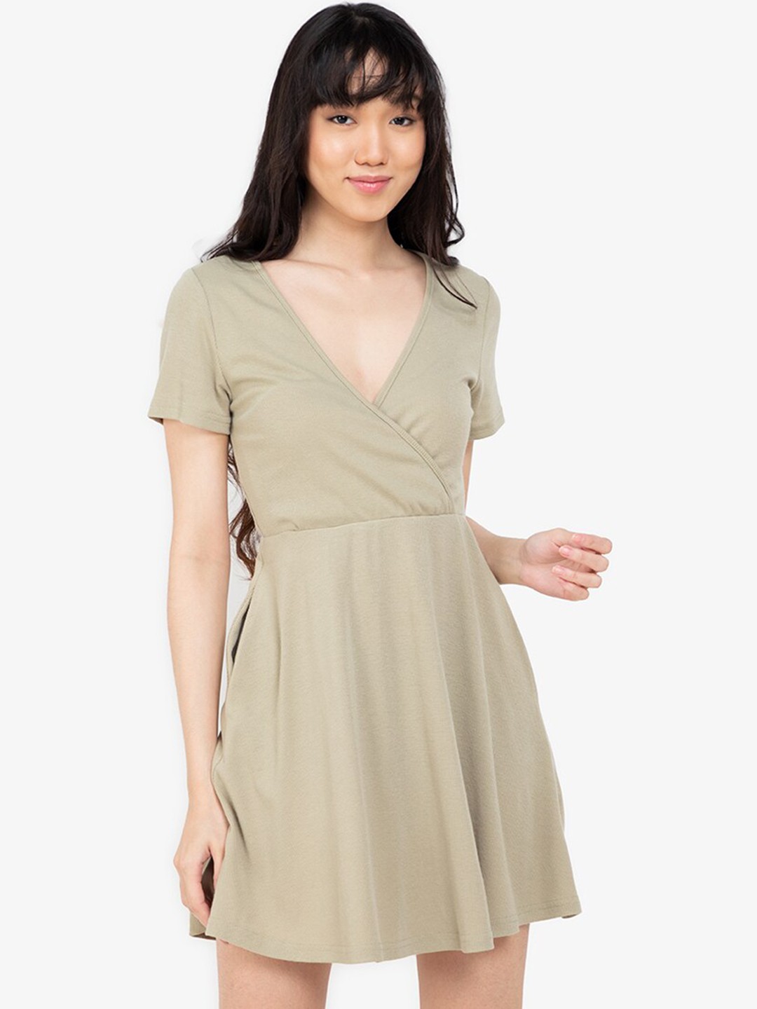

ZALORA BASICS Green Solid Mini Dress