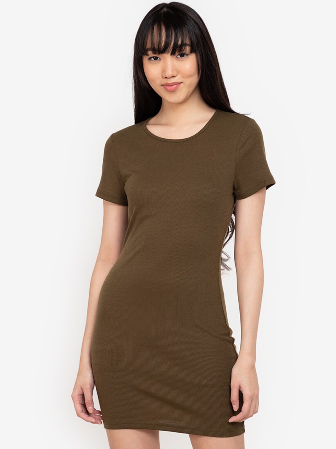 

ZALORA BASICS Women Khaki Solid Bodycon Mini Dress