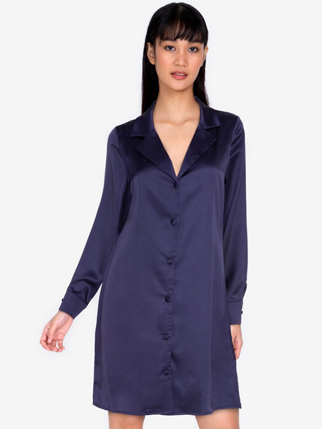 

ZALORA BASICS Navy Blue Shirt Mini Dress