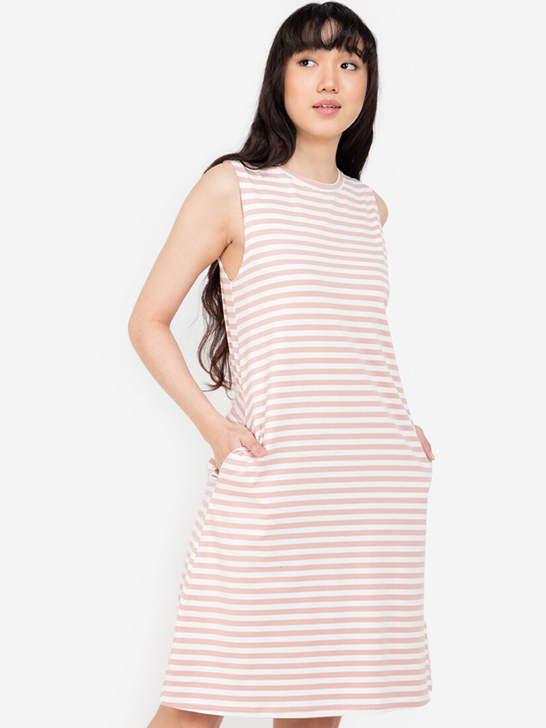 

ZALORA BASICS Women Multicoloured Striped Sheath Dress, Multi