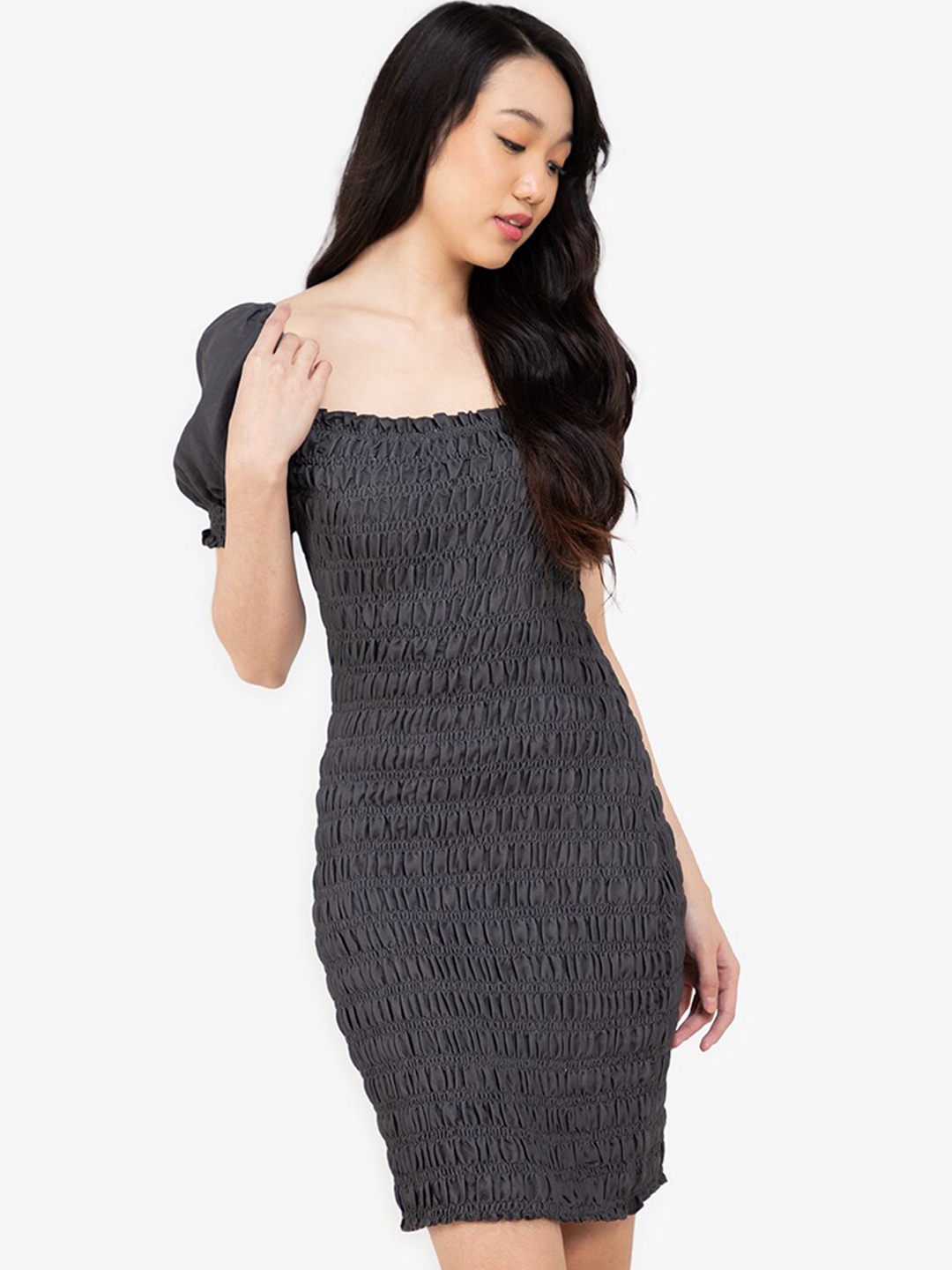 

ZALORA BASICS Women Grey Bodycon Dress