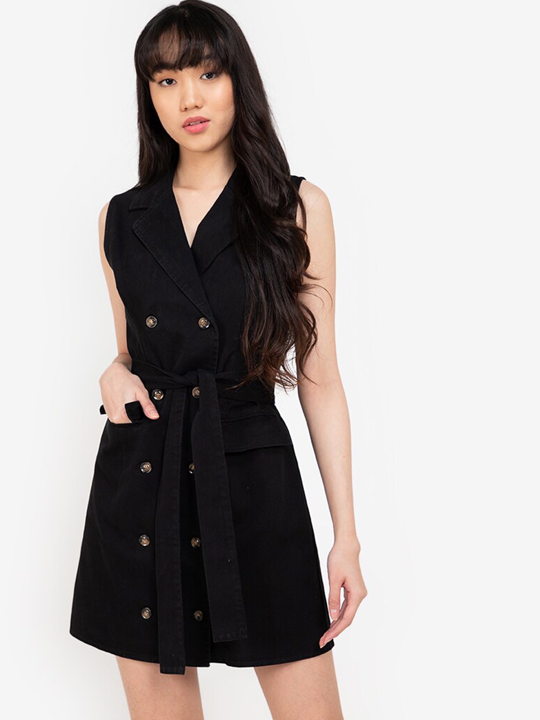 

ZALORA BASICS Black Denim Blazer Mini Dress
