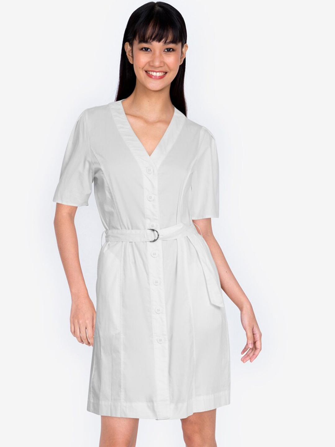 

ZALORA BASICS White Solid Shirt Dress