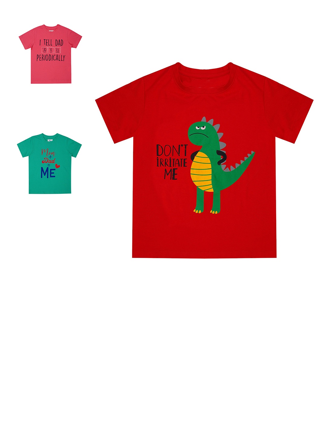 

PRIDE APPAREL Kids Set of 3 Printed Cotton T-shirts, Red