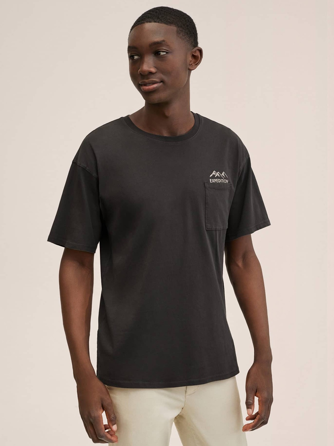 

Mango Kids Boys Charcoal Grey Pure Cotton T-shirt