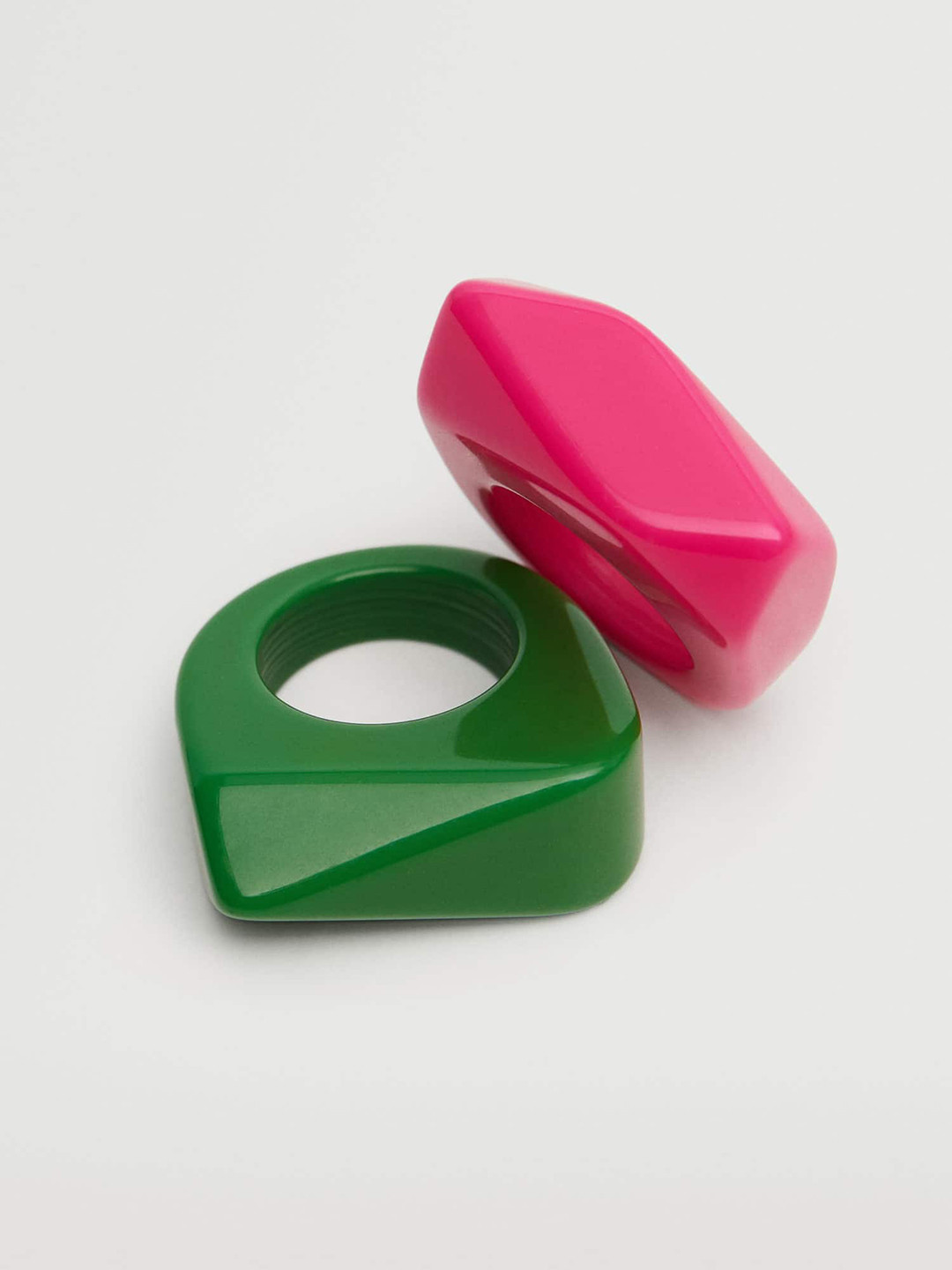 

MANGO Women Set of 2 Solid Finger Rings, Pink