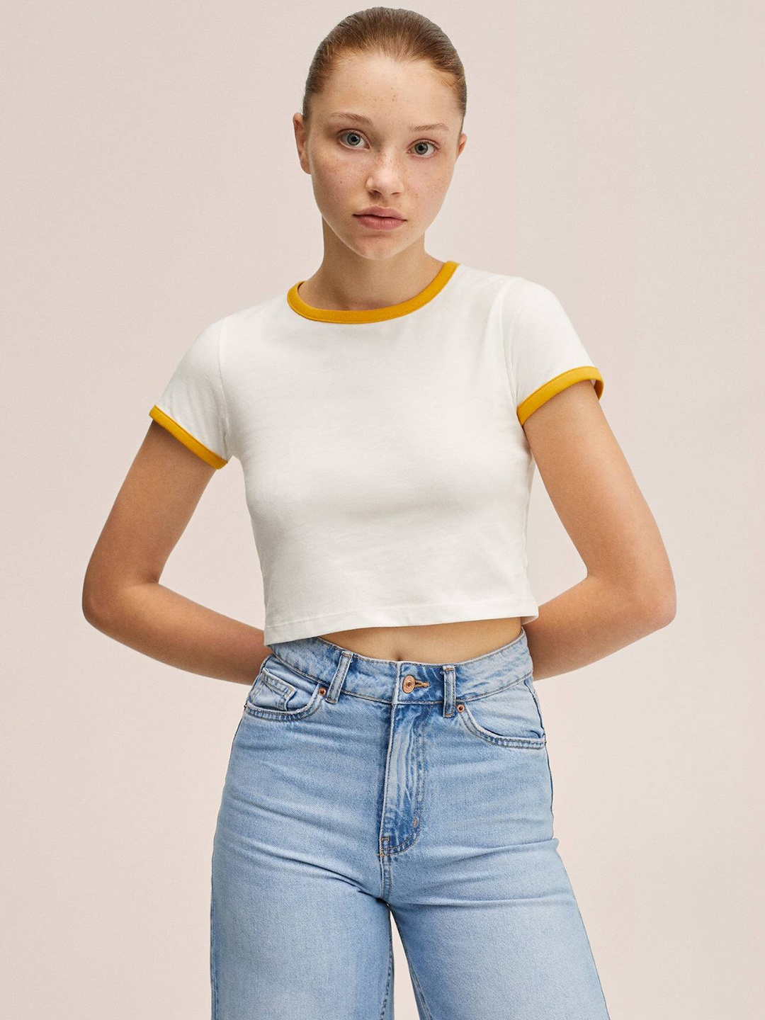 

Mango Kids Girls White Pure Cotton T-shirt