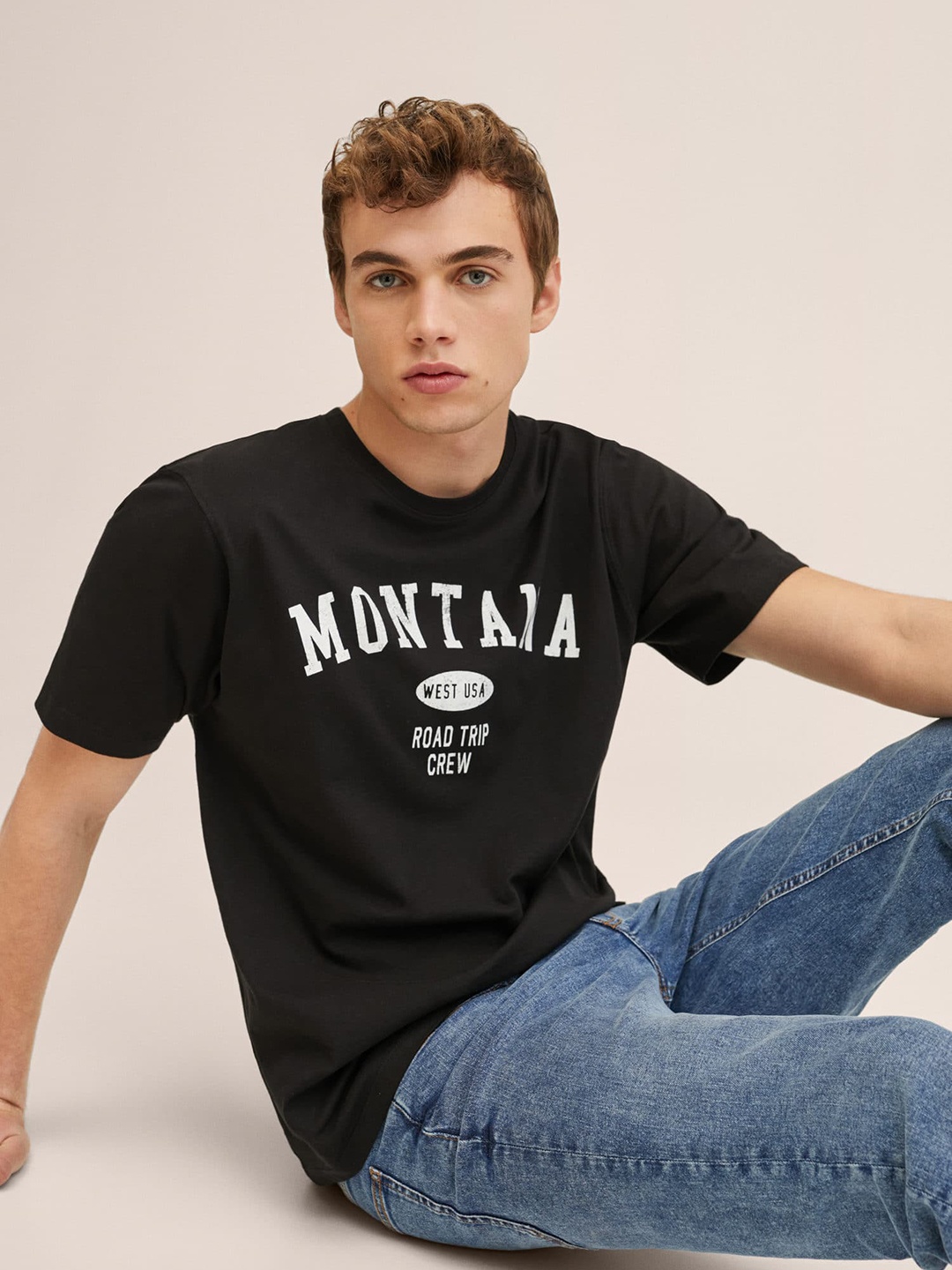 

Mango Kids Boys Black & White Typography Printed Cotton T-shirt