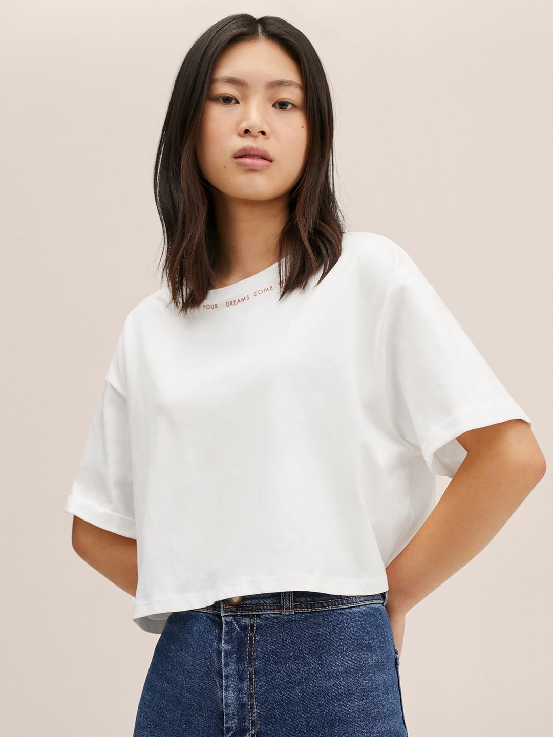 

Mango Kids Girls White Pure Cotton T-shirt