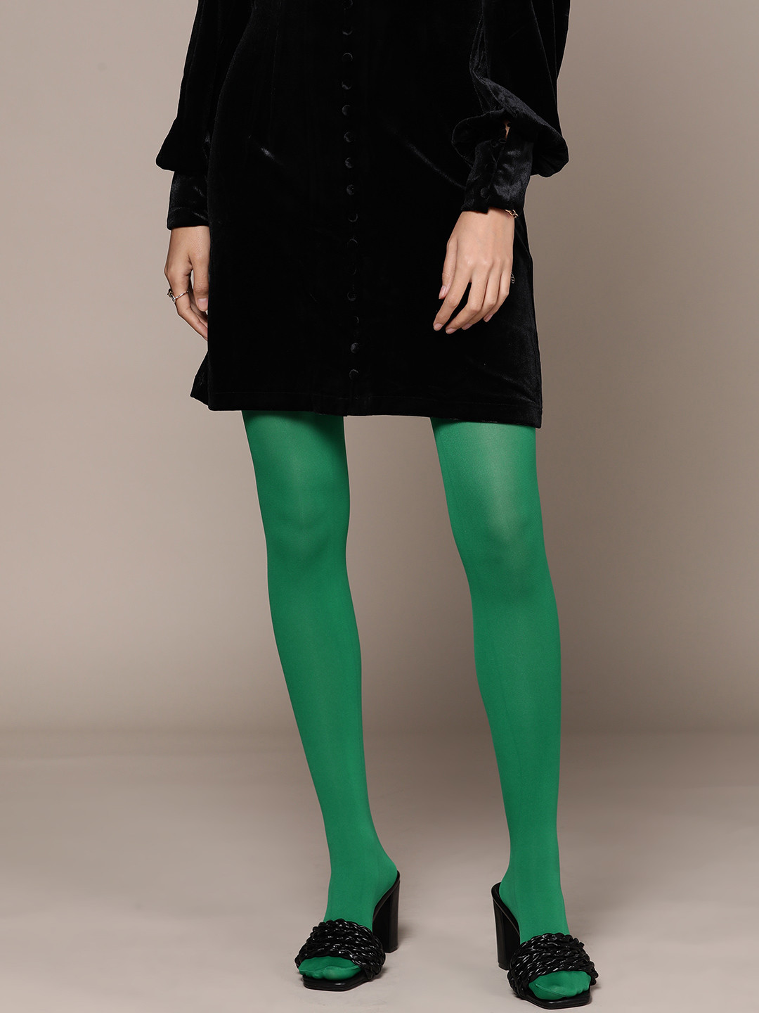 

MANGO Women Green Solid Stockings
