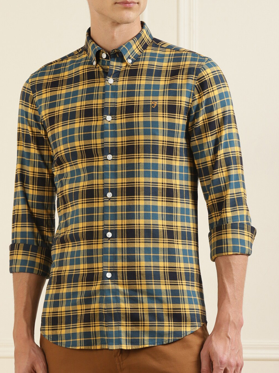 

Farah Men Green Tartan Checked Cotton Casual Shirt