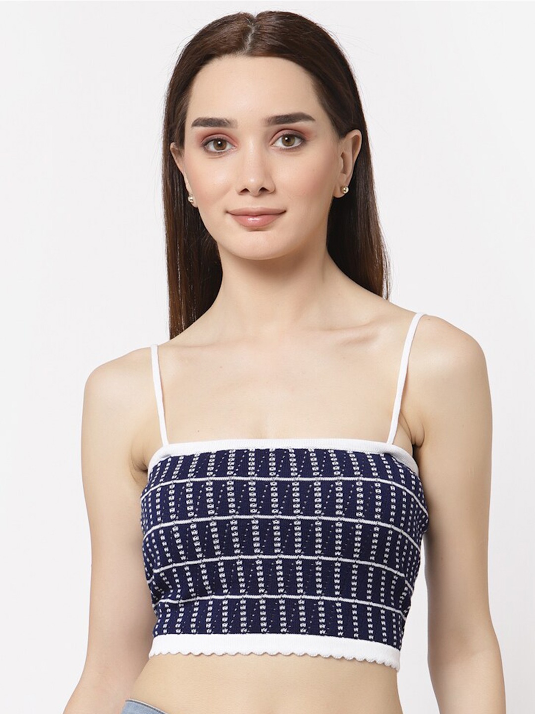 

Miramor Spaghetti Strap Fitted Crop Top, Navy blue