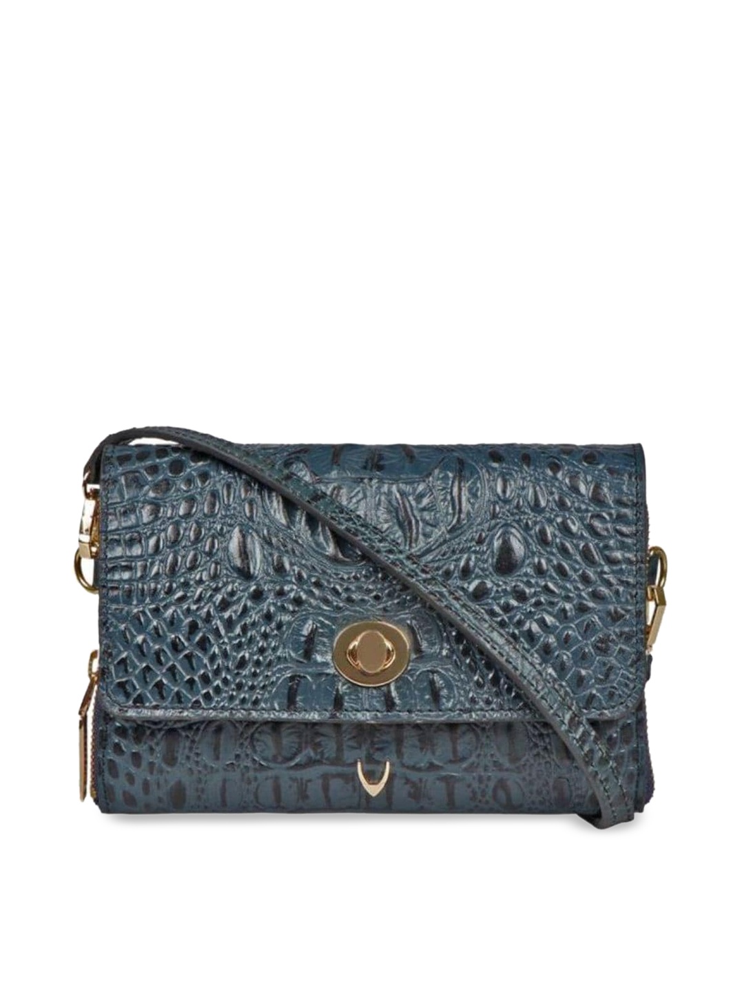 

Hidesign Women Blue Animal Textured Leather Structured Sling Bag