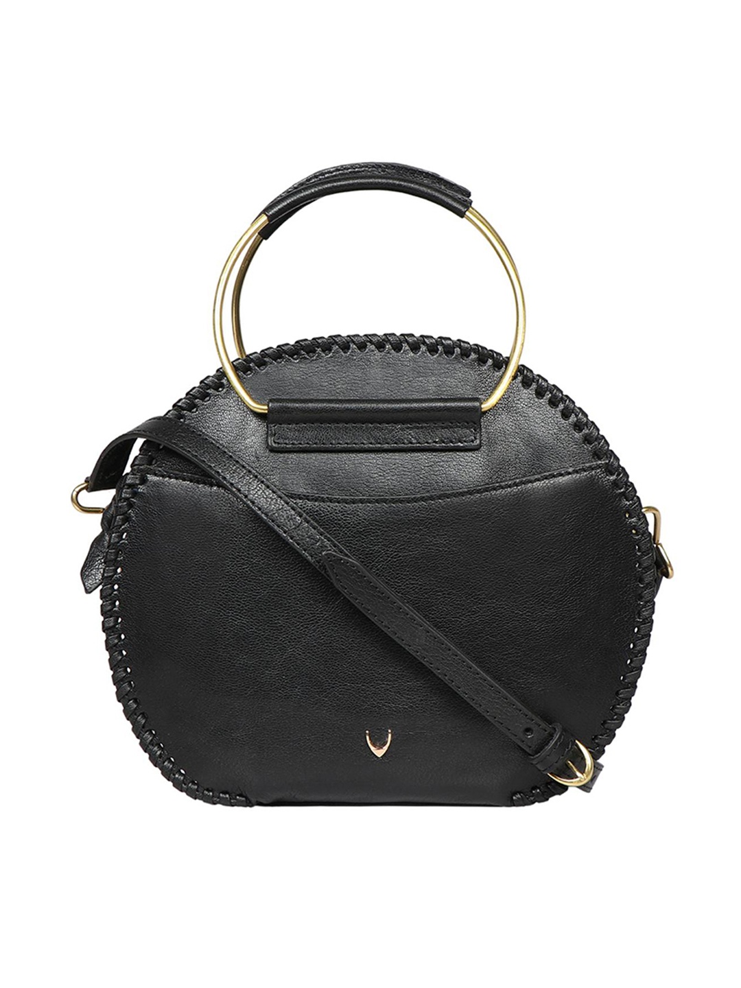 

Hidesign Women Black Leather Structured Handheld Bag