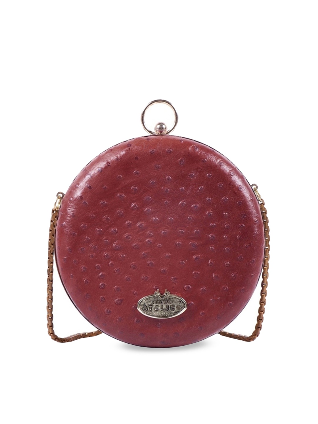 

Hidesign Women Brown Textured Leather Structured Sling Bag