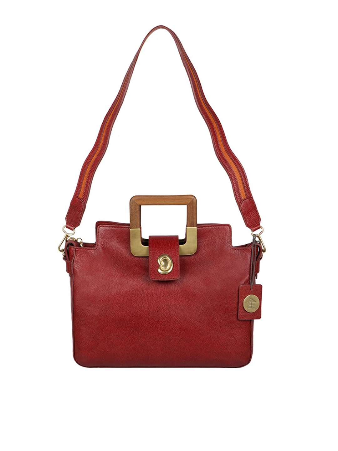 

Hidesign Women Red Leather Structured Handheld Bag