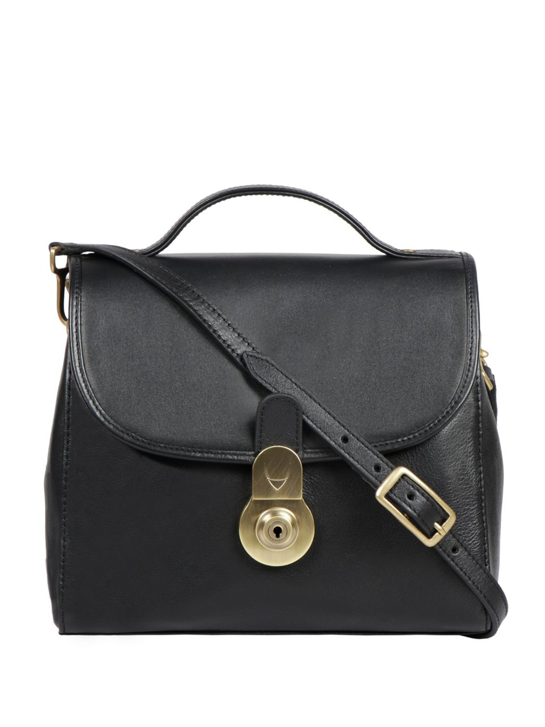 

Hidesign Women Black Leather Structured Satchel