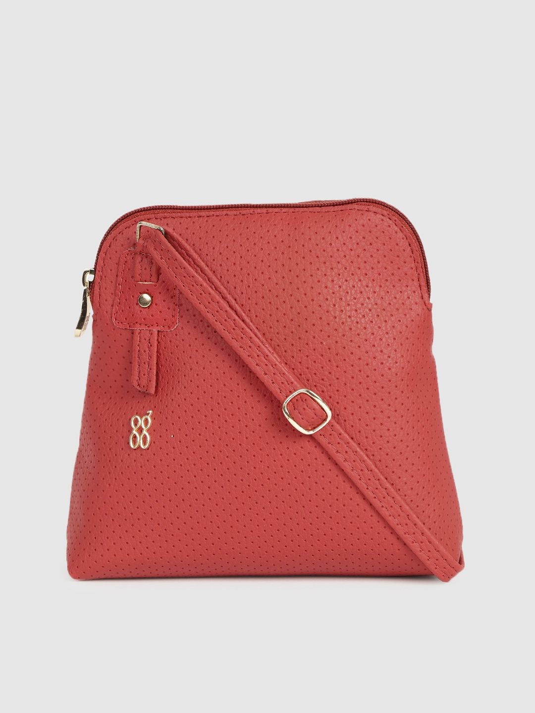 

Baggit Red Textured Regular Structured Sling Bag with Applique Detail