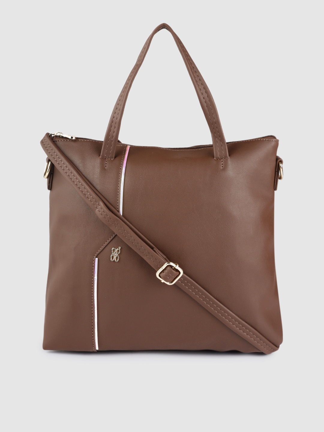 

Baggit Brown Solid Structured Handheld Bag