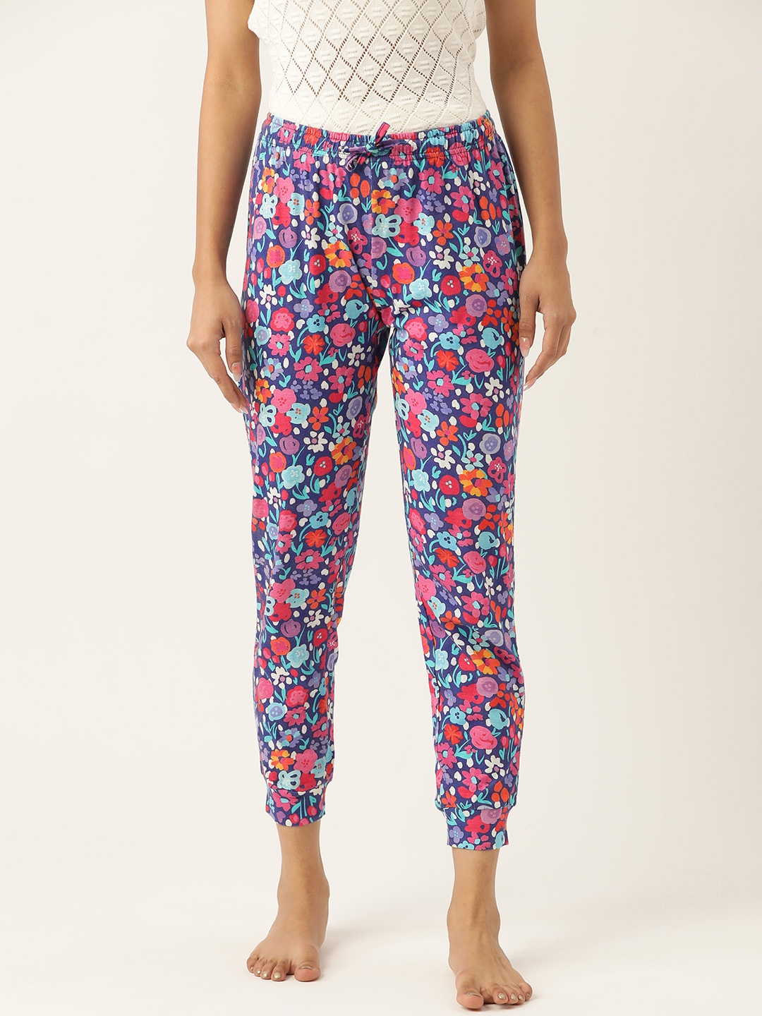 

ETC Women Navy Blue & Multicoloured Floral Printed Lounge Pants