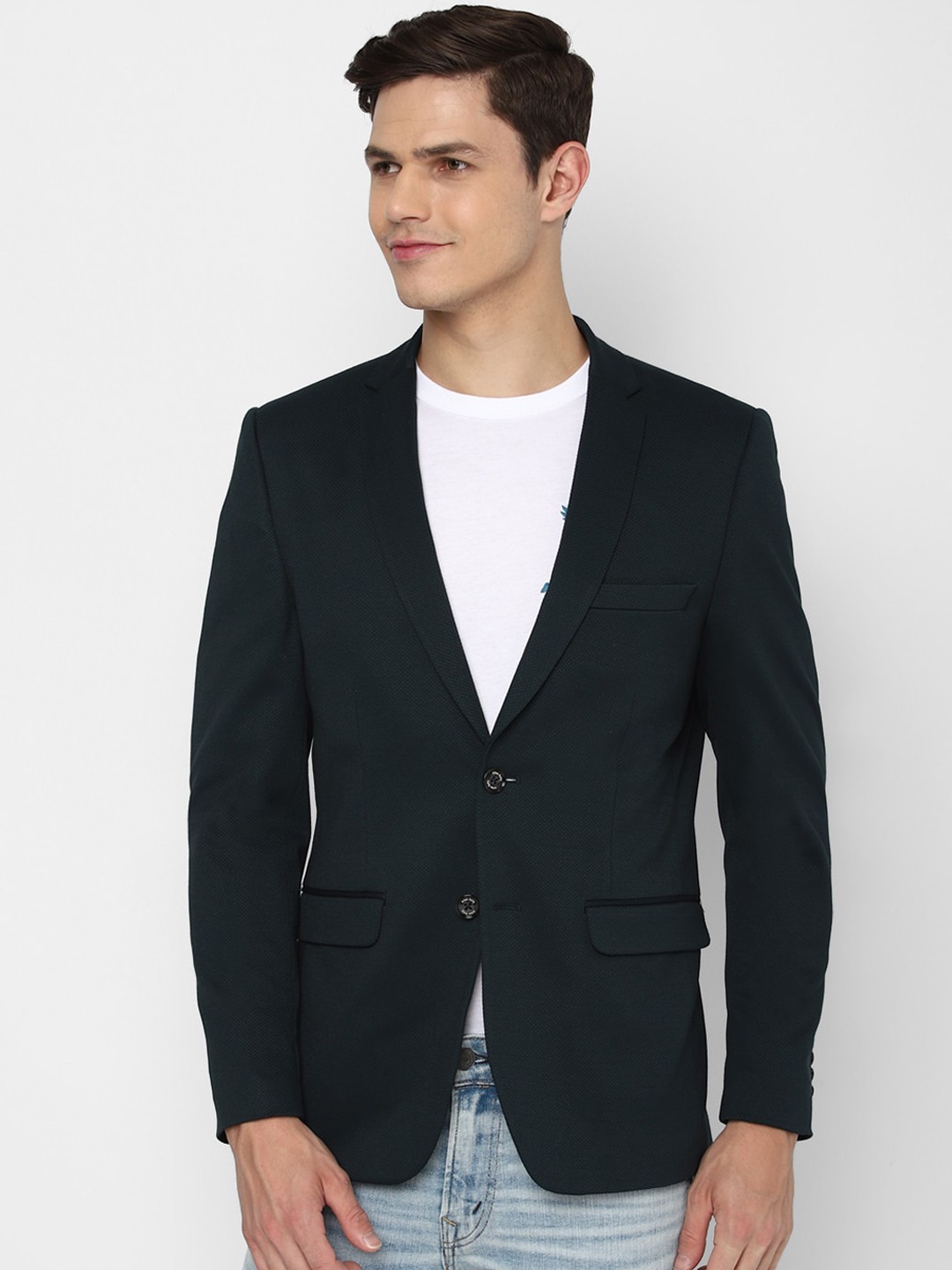 

Allen Solly Men Navy Blue Slim Fit Single-Breasted Blazer