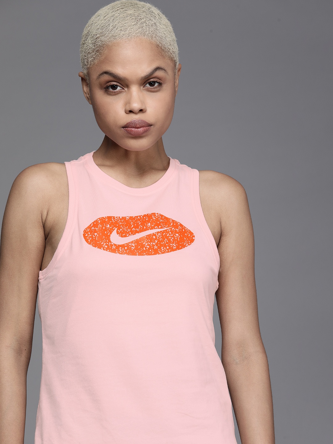

Nike Women Pink & Orange Printed Dri-FIT Icon Clash Training Tank Top