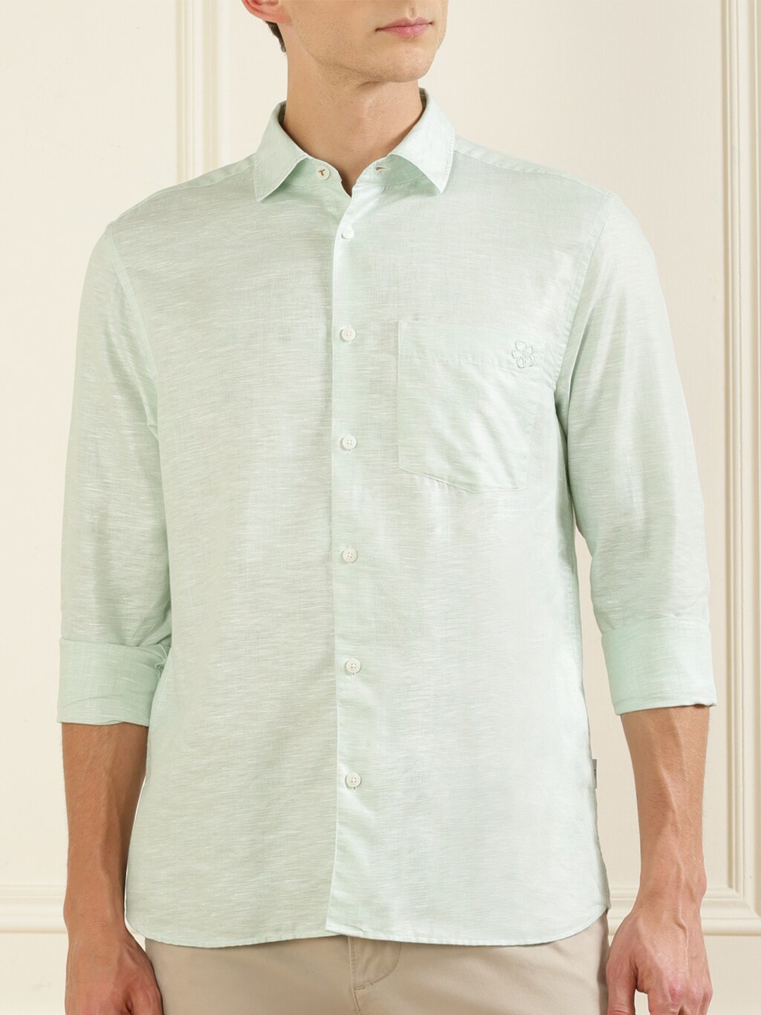 

Ted Baker Men Green Solid Cotton Casual Shirt