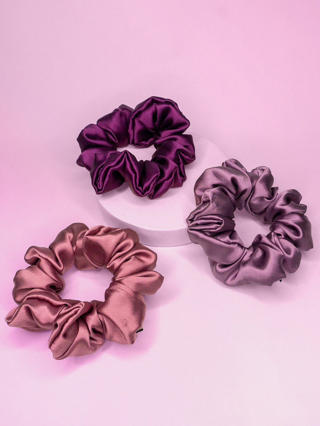 

HAIR DRAMA CO. Women Purple & Copper-Toned Set of 3 Ponytail Holders