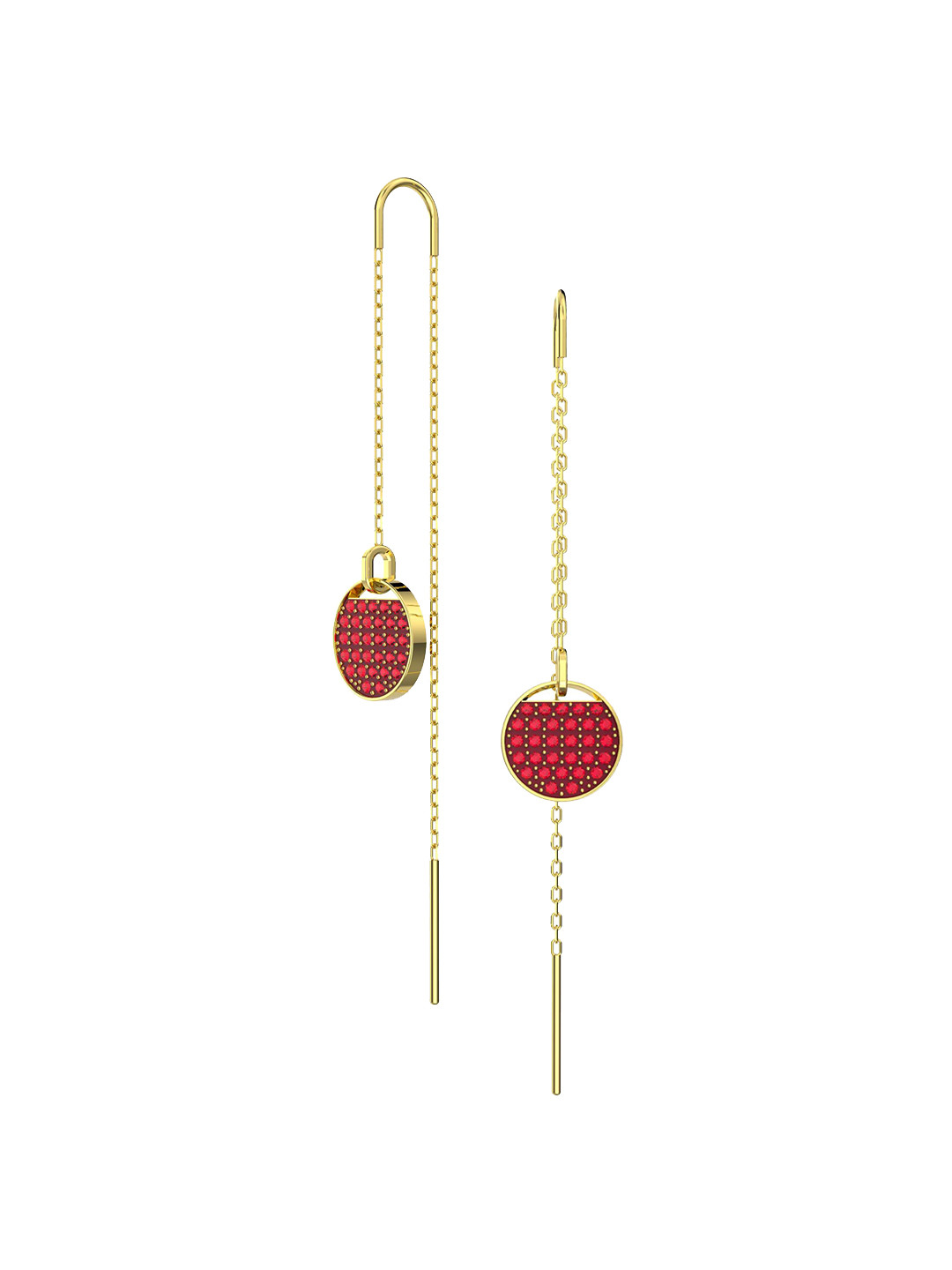 

SWAROVSKI Red & Gold-Toned Circular Drop Earrings