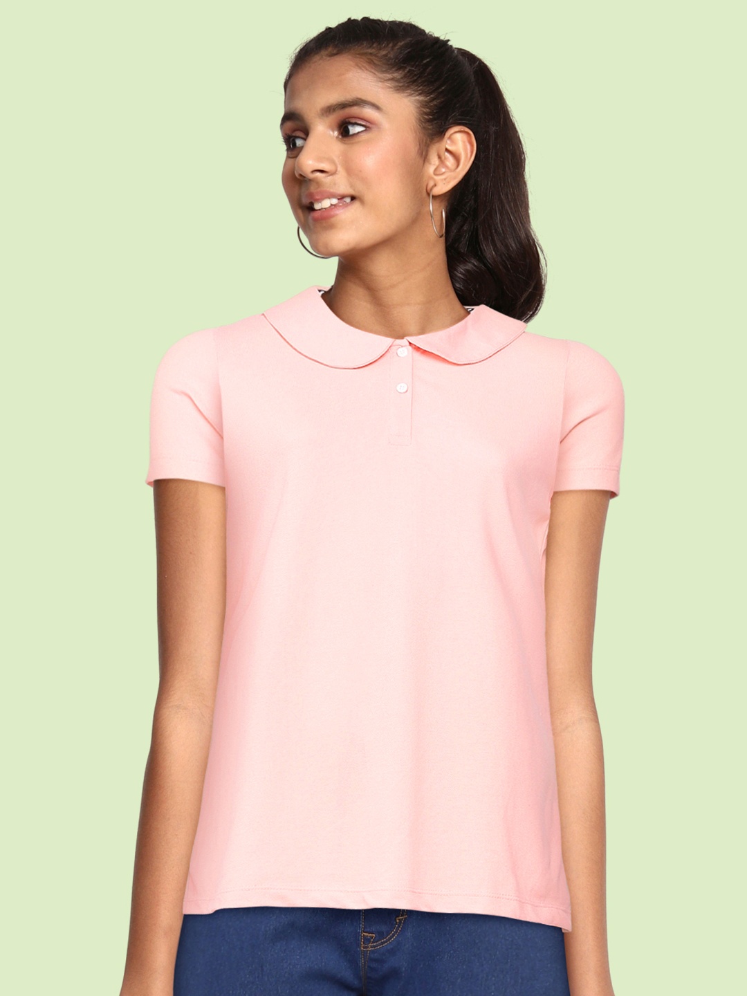

METRO KIDS COMPANY Girls Coral Polo Collar T-shirt