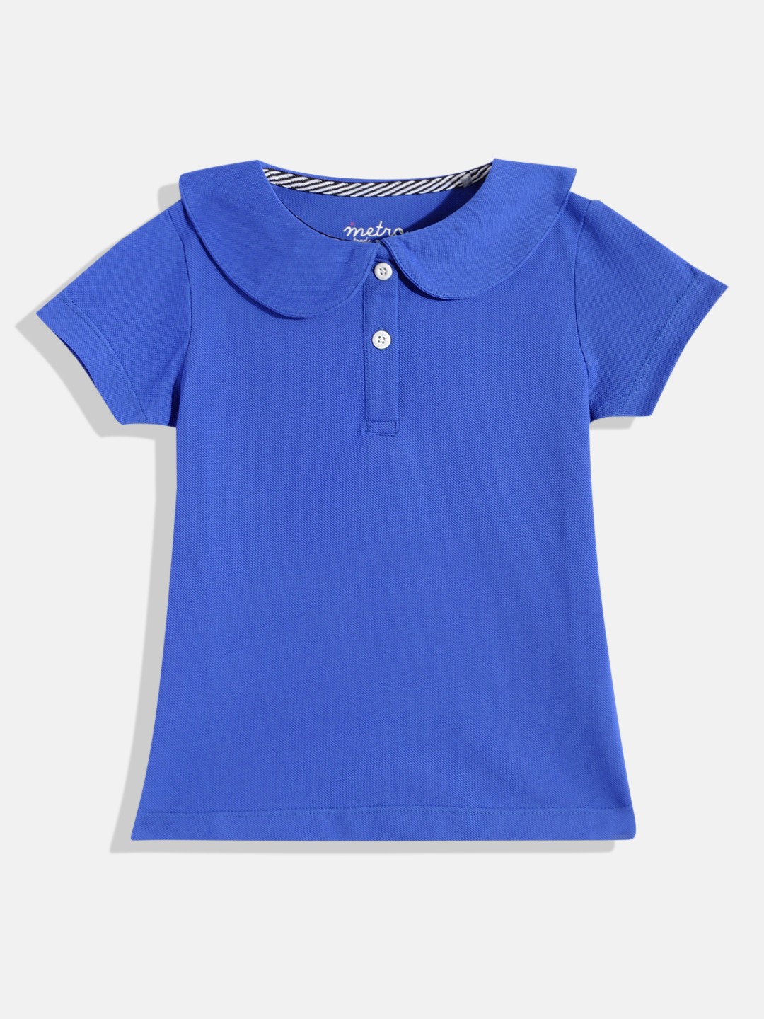 

METRO KIDS COMPANY Girls Blue Polo Collar T-shirt