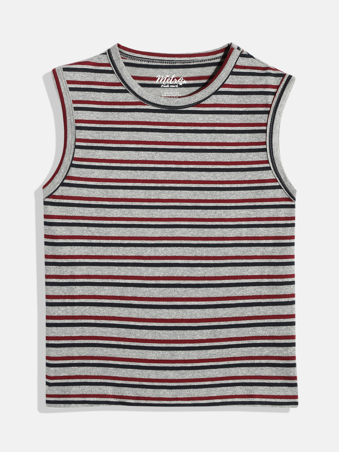 

METRO KIDS COMPANY Boys Grey & Black Striped T-shirt