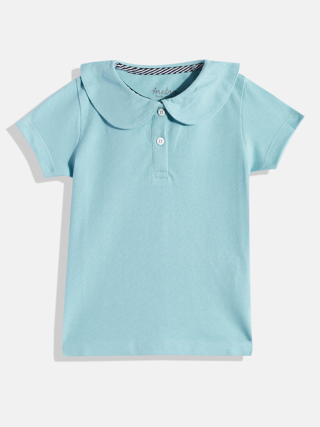 

METRO KIDS COMPANY Girls Blue Polo Collar T-shirt