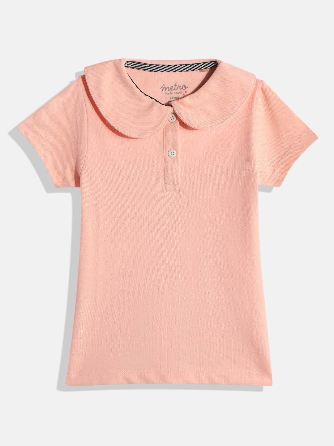 

METRO KIDS COMPANY Girls Coral Polo Collar T-shirt