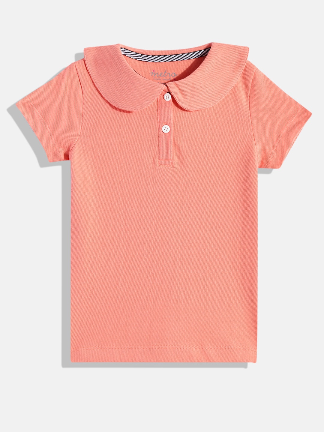 

METRO KIDS COMPANY Girls Orange Polo Collar T-shirt
