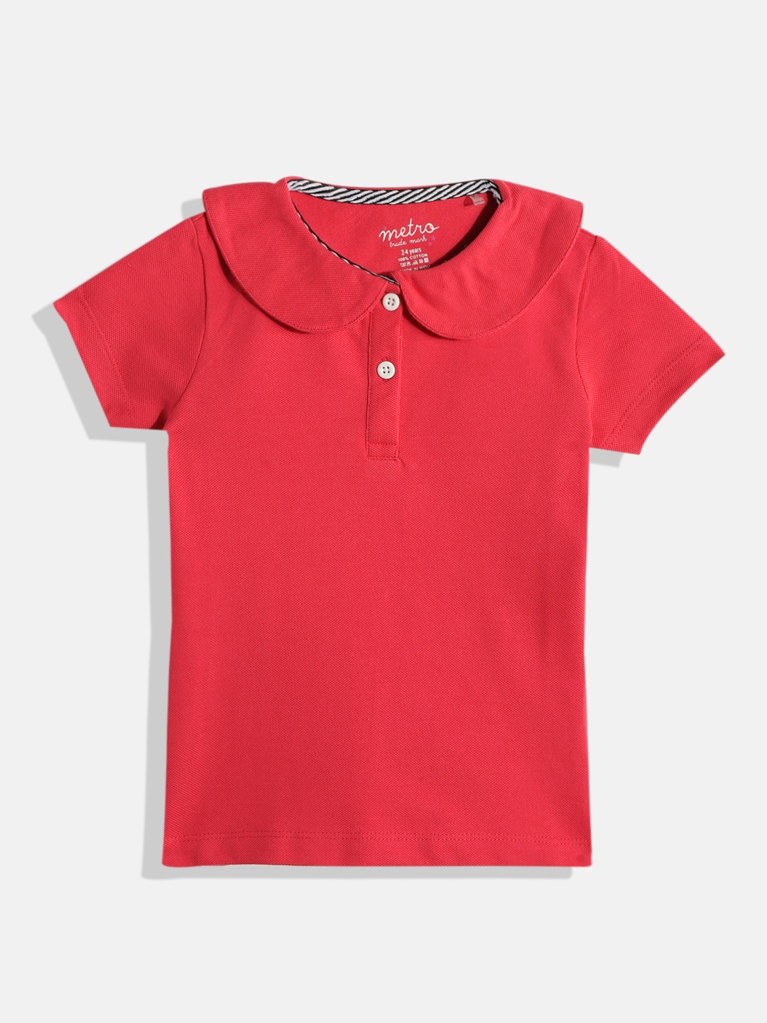 

METRO KIDS COMPANY Girls Red Polo Collar T-shirt