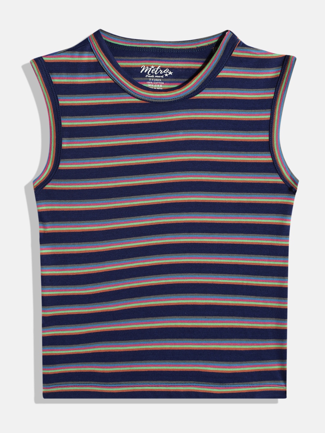 

METRO KIDS COMPANY Boys Blue & Green Striped T-shirt