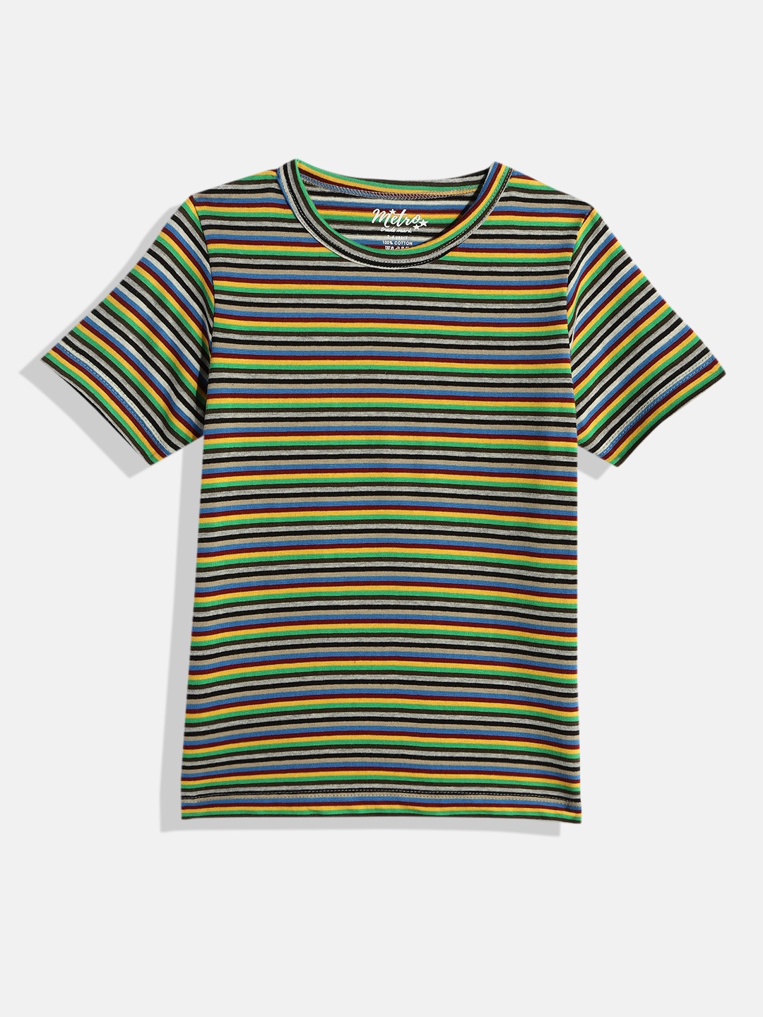 METRO KIDS COMPANY Boys Black & Yellow Striped T-shirt