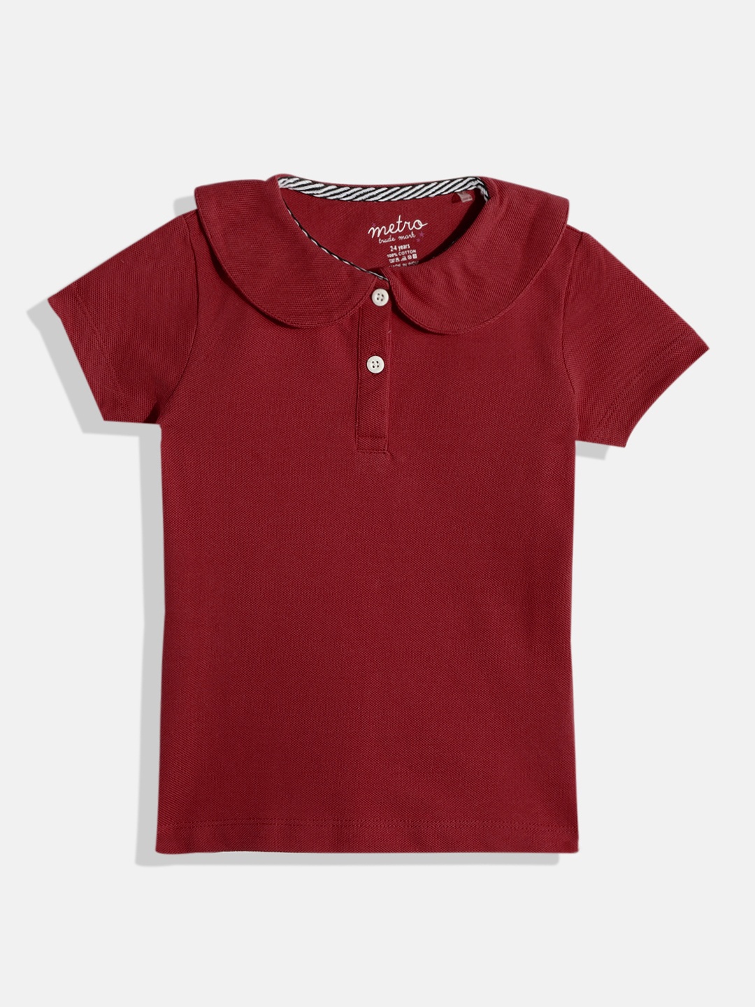 

METRO KIDS COMPANY Girls Red Polo Collar T-shirt