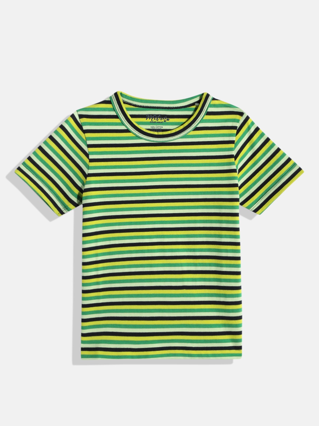 

METRO KIDS COMPANY Boys Green & Yellow Striped T-shirt