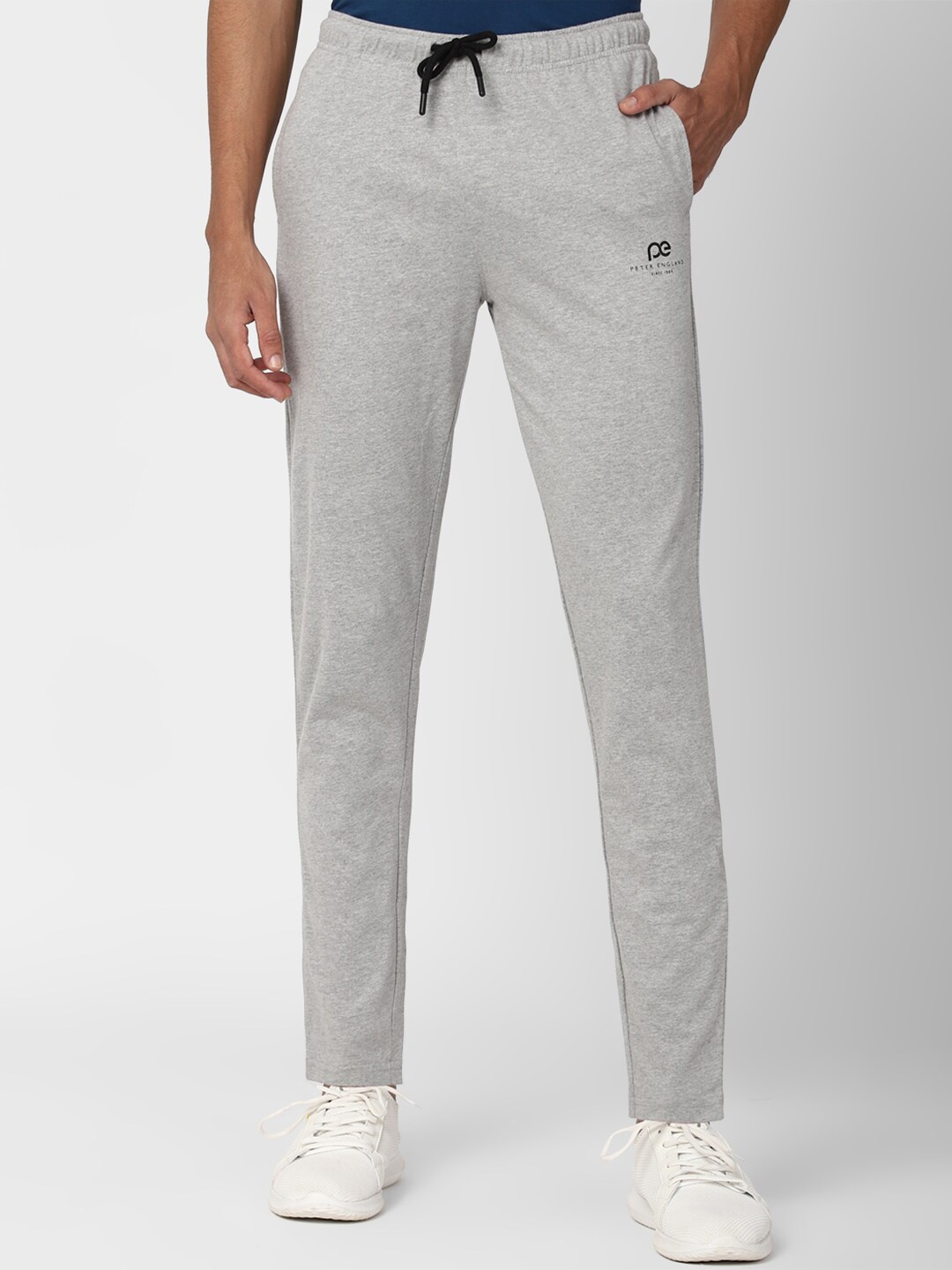 

Peter England Men Grey Solid Track Pants