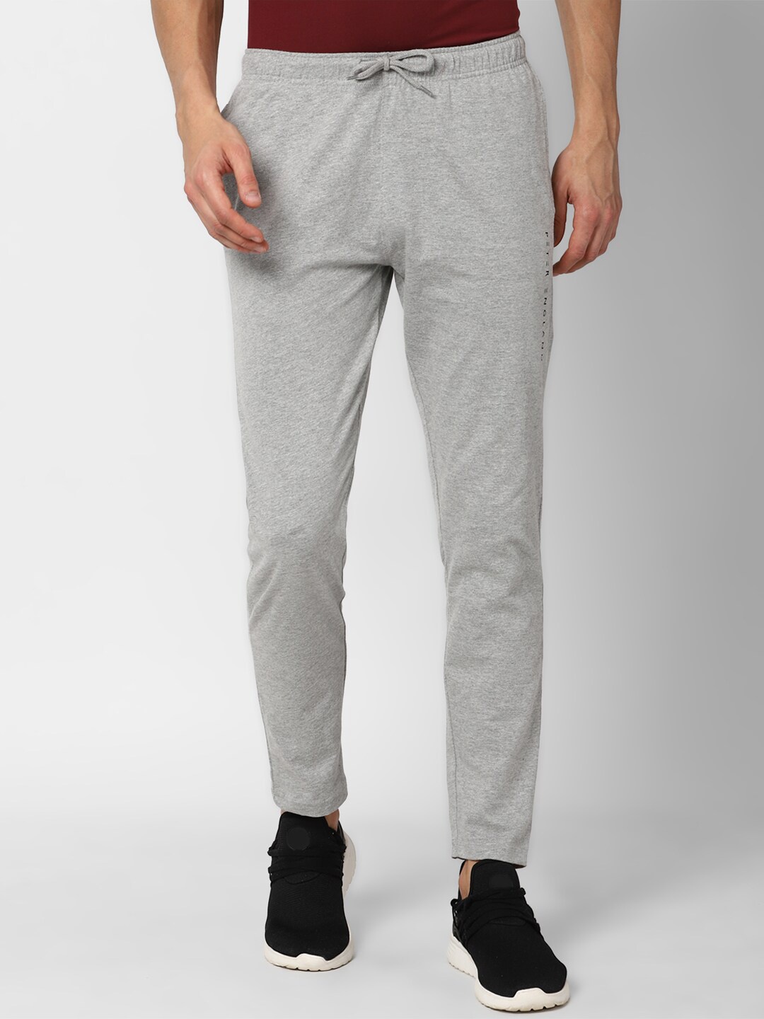 

Peter England Men Grey Solid Track Pants