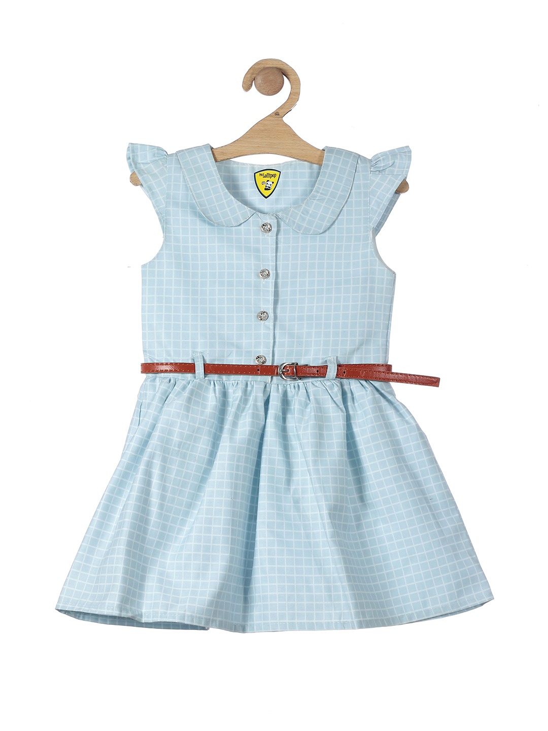 

Lil Lollipop Girls Blue Checked Cotton Fit & Flare Mini Dress