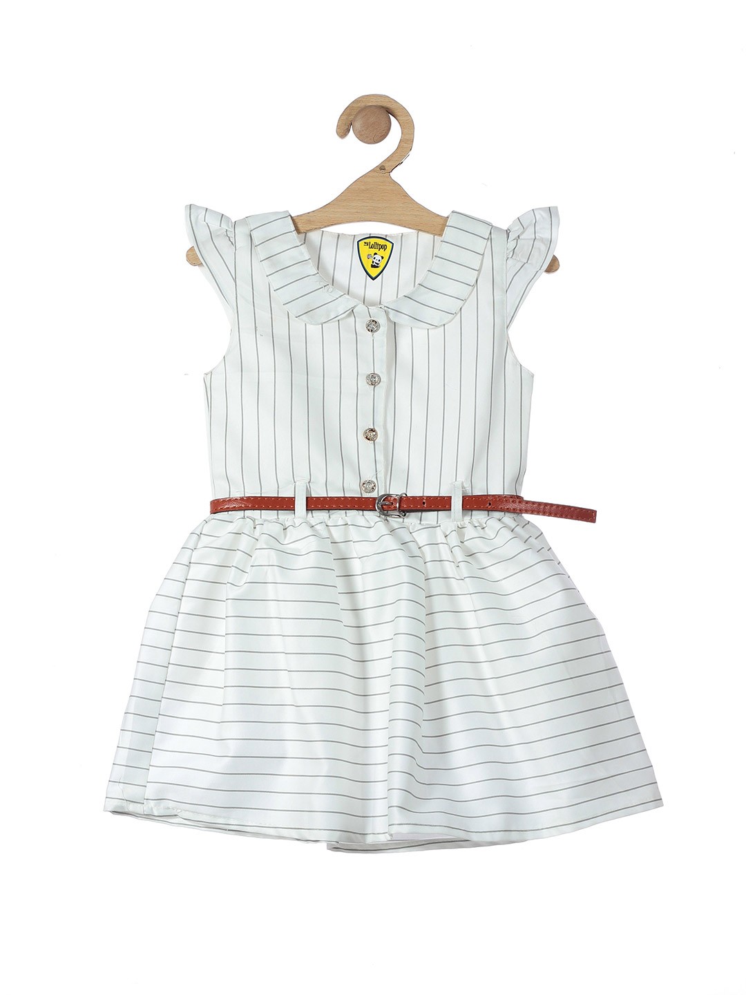 

Lil Lollipop Girls White Striped Cotton Fit & Flare Mini Dress