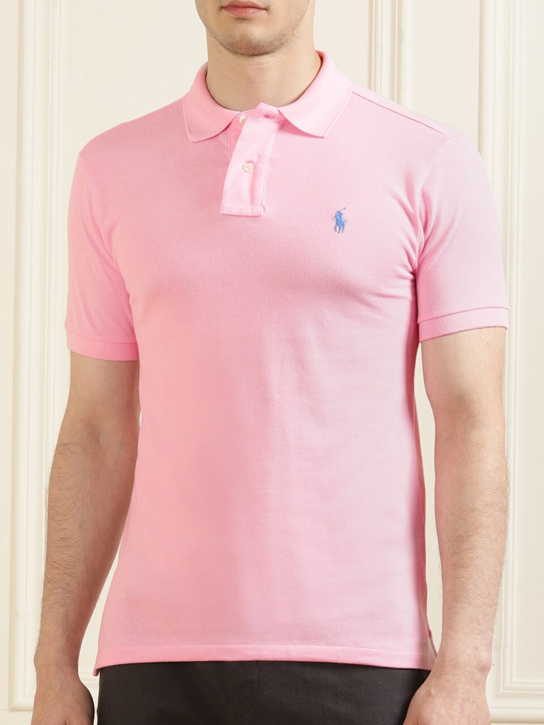 

Polo Ralph Lauren Men Pink Polo Collar T-shirt